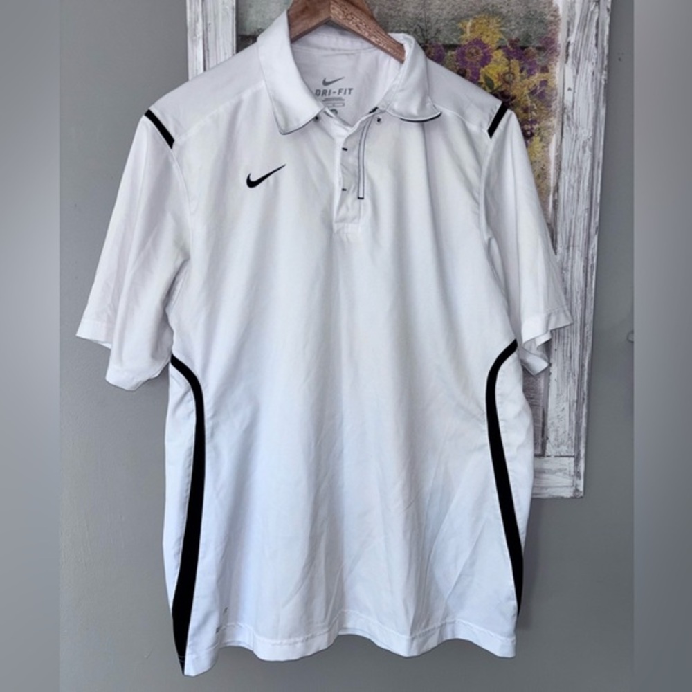 Nike Dri-Fit Golf Polo White Medium Polyester Excellent